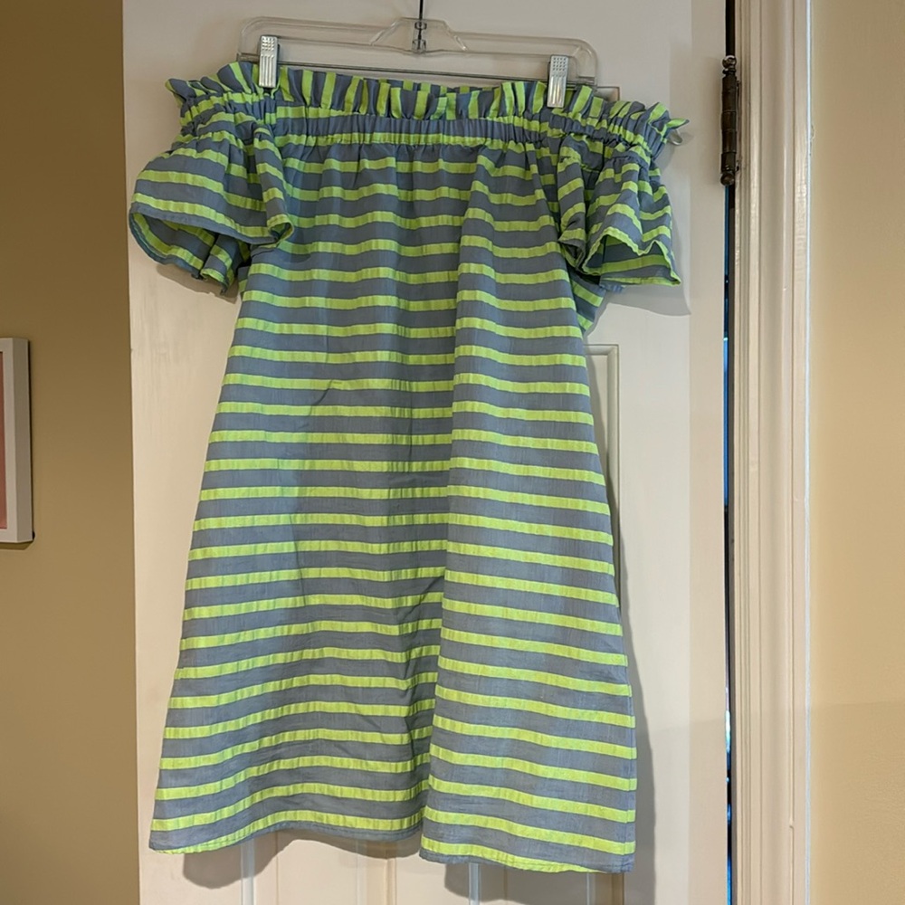 Anthropologie cotton stripped dress. Off the shoulder